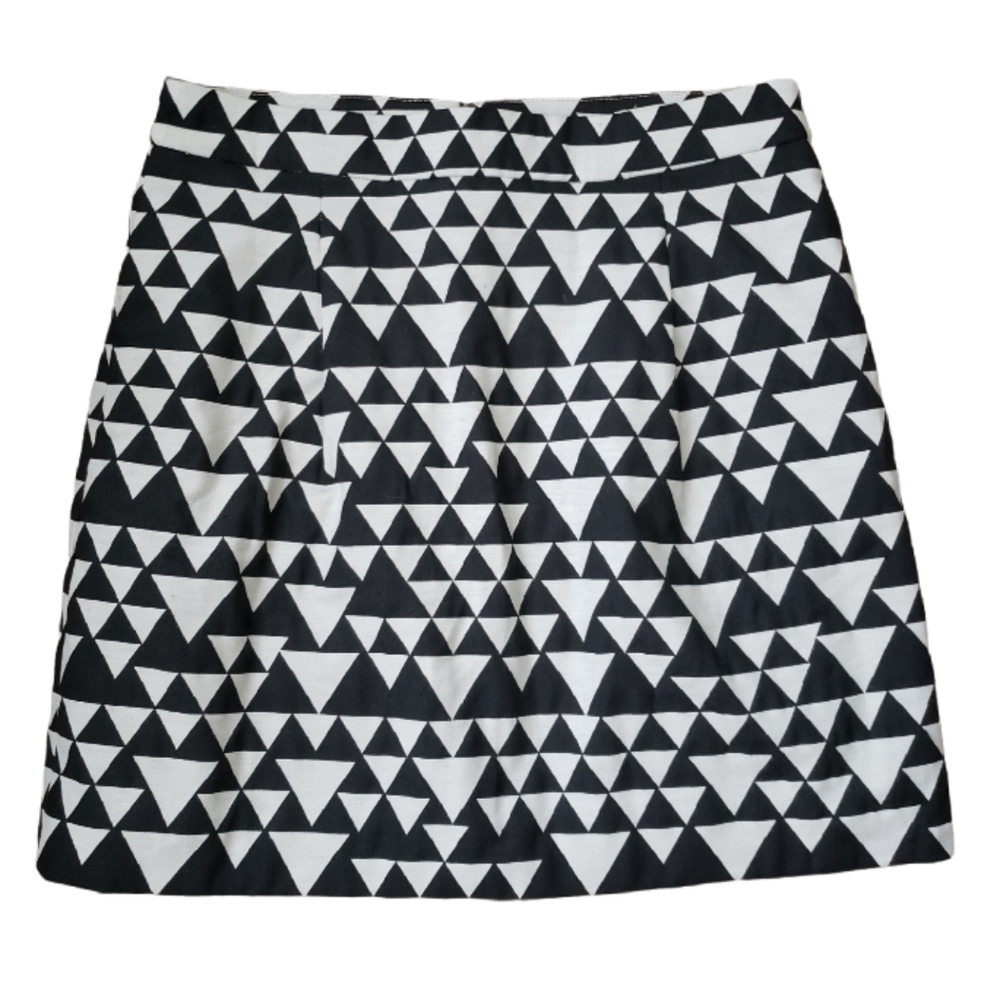 J.Crew Triangle Black & White Print Mini Skirt 0